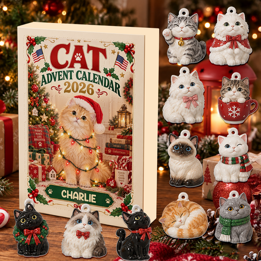 Cat Advent Calendar 2026 24 Day Christmas Countdown Box With Cute Cat Figurines - Advent Calendar Box-Box&Acrylic