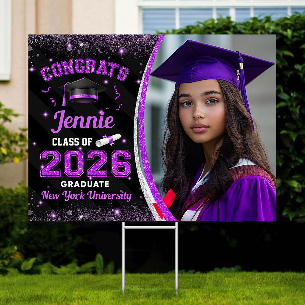 Class Of 2026 Graduate Lawn Sign, Graduation Gift - Personalized Graduation Yarn Sign With Stake