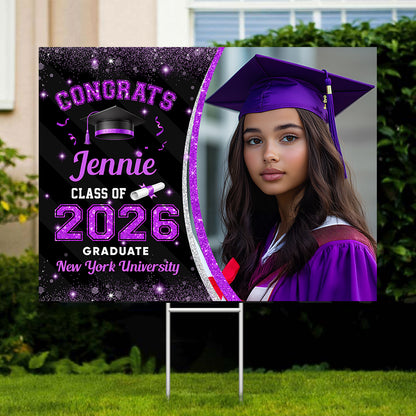 Class Of 2026 Graduate Lawn Sign, Graduation Gift - Personalized Graduation Yarn Sign With Stake