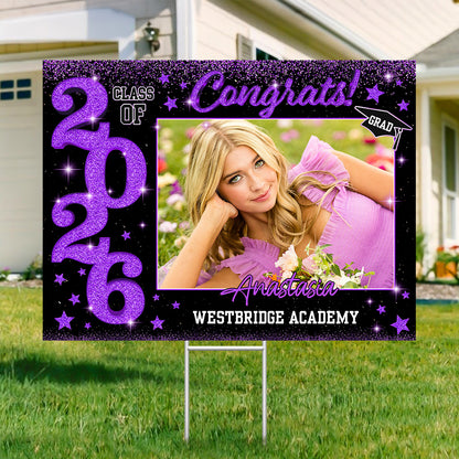 Graduation Lawn Sign, Graduation Gift - Personalized Graduation Yarn Sign With Stake