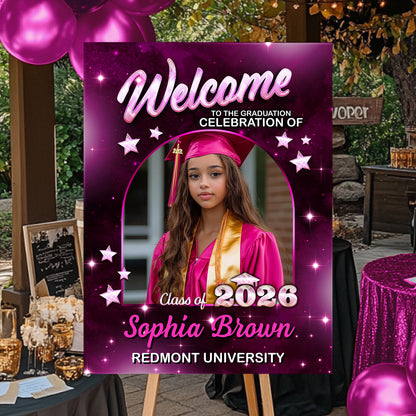Class Of 2026 Party - Personalized Graduation Welcome Sign - Custom Photo Welcome Sign - Graduation Gifts
