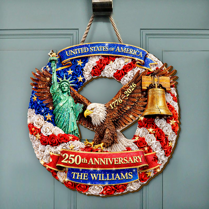 Custom Wood Sign - Personalized America 250th Anniversary Gifts