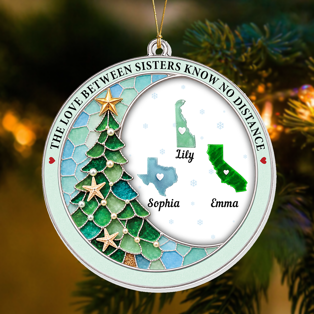 Connected By Heart Never Apart Merry Christmas - Real 3D Relief Ornament