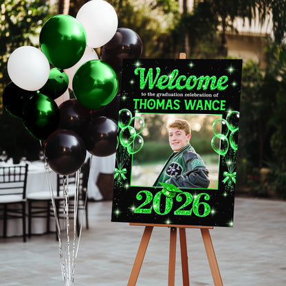 Congrats Graduation Diamond - Personalized Graduation Welcome Sign - Custom Photo Welcome Sign