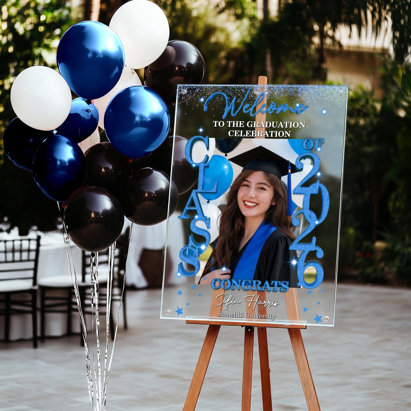 Congrats Graduation Glitter - Personalized Graduation Welcome Sign - Custom Acrylic Celebration Sign