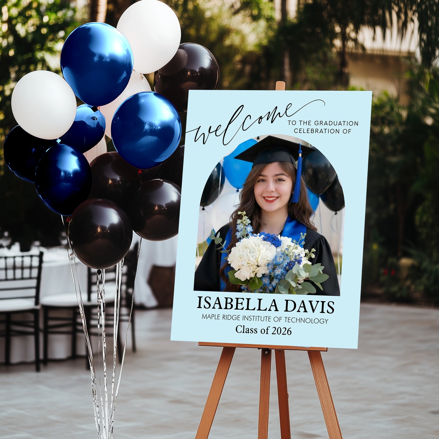 Congrats Graduation Color - Personalized Graduation Welcome Sign - Custom Photo Welcome Sign