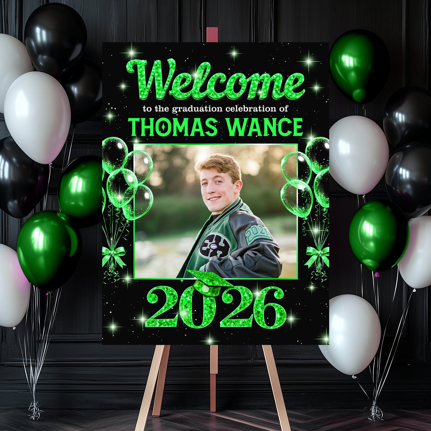 Congrats Graduation Diamond - Personalized Graduation Welcome Sign - Custom Photo Welcome Sign