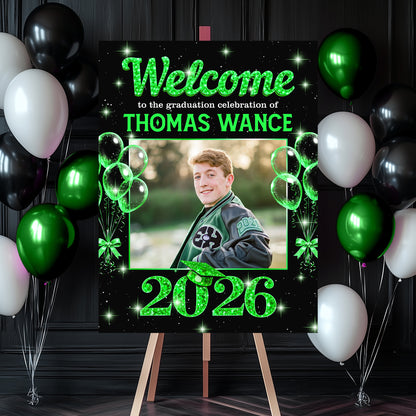 Congrats Graduation Diamond - Personalized Graduation Welcome Sign - Custom Photo Welcome Sign