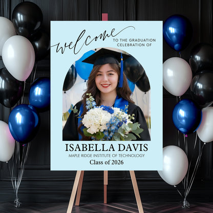 Congrats Graduation Color - Personalized Graduation Welcome Sign - Custom Photo Welcome Sign