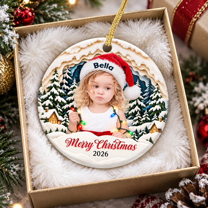 Funny Photo Merry Christmas - Real 3D Relief Ornament