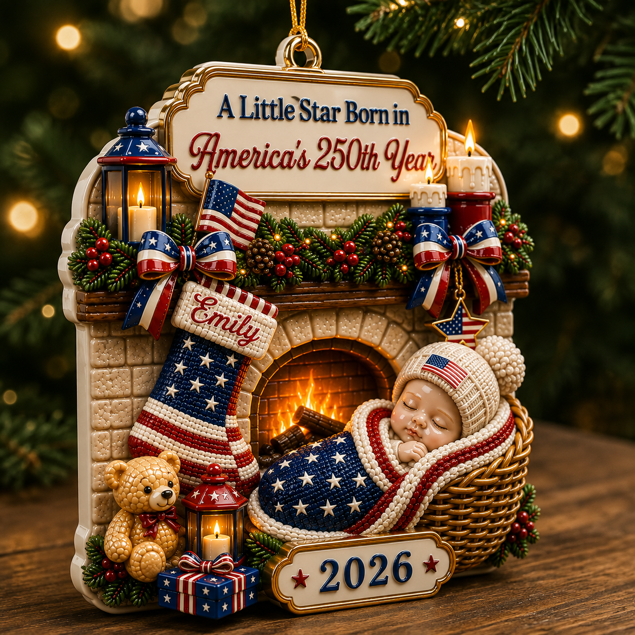 A Little Star Born in America’s 250th New Parents - Real 3D Relief Ornament 2