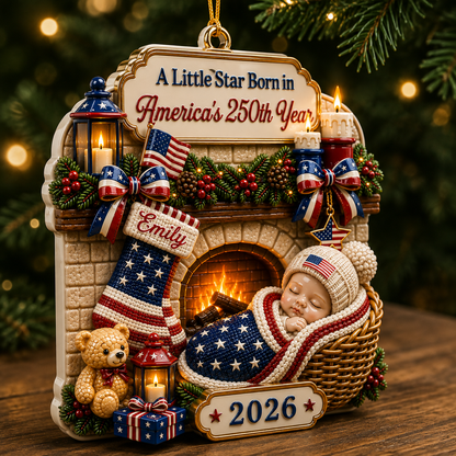 A Little Star Born in America’s 250th New Parents - Real 3D Relief Ornament 2