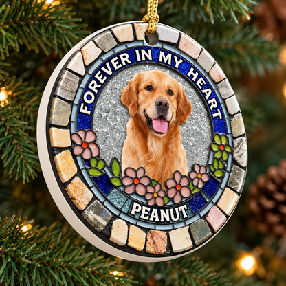 Paw Prints Stay Within Our Hearts Memorial Gifts - Real 3D Ceramic Ornament