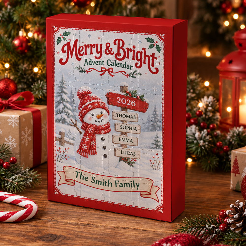 Merry And Bright Snowman Advent Calendar 2026 24 Day Christmas Countdown Box With Cute Figurines - Advent Calendar Box-Box&Acrylic