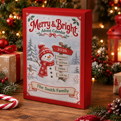 Merry And Bright Snowman Advent Calendar 2026 24 Day Christmas Countdown Box With Cute Figurines - Advent Calendar Box-Box&Acrylic