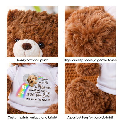 A Hug From Heaven I'm Here - Memorial Personalized Custom Teddy Bear Plush - Sympathy Gift Dog Lover