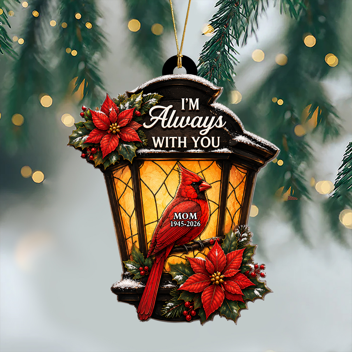 Memorial Cardinal Lantern Always With You - 3D Relief Ornament