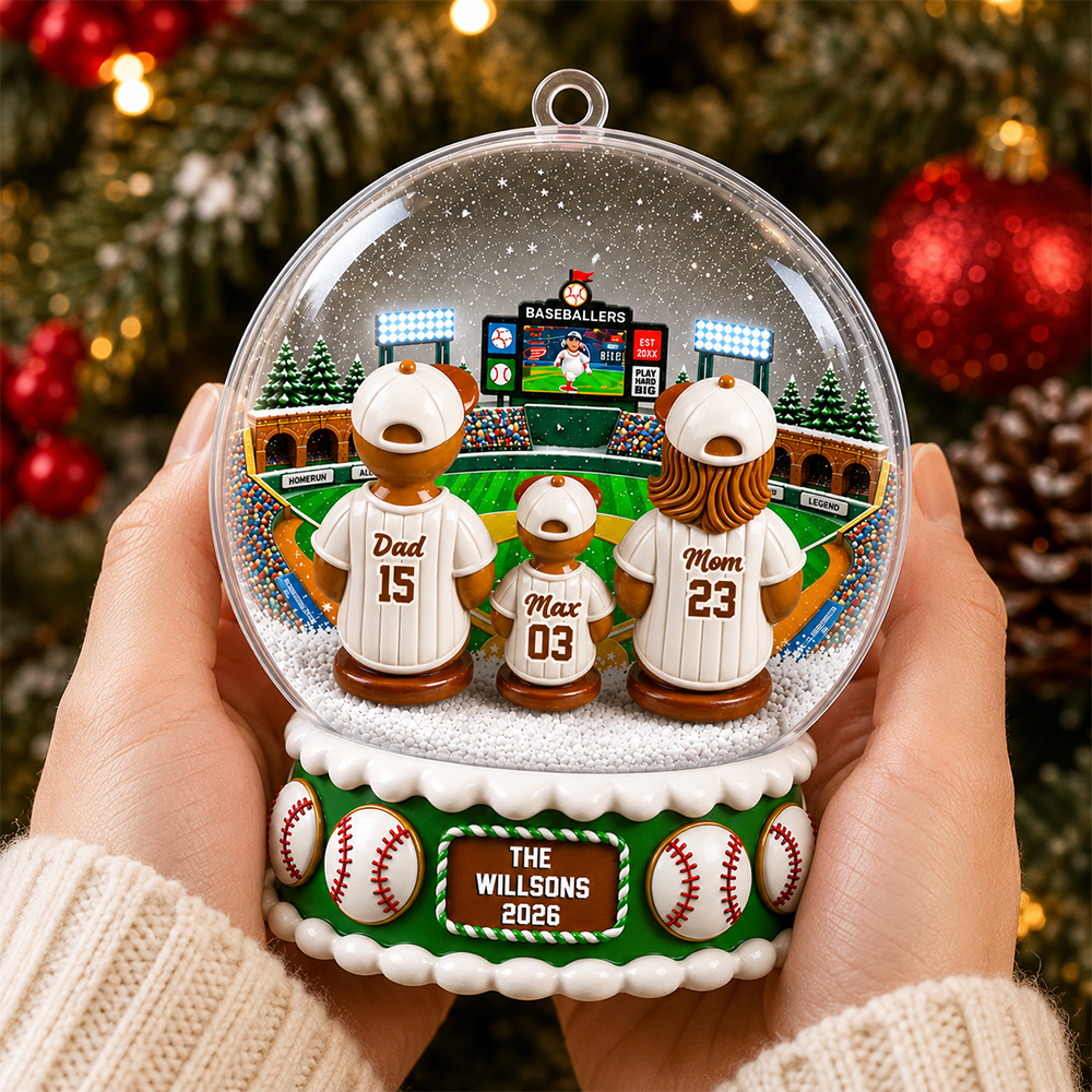 Gingerbread Baseball Family Watching Game Sport Lover - Real 3D Relief Ornament 2