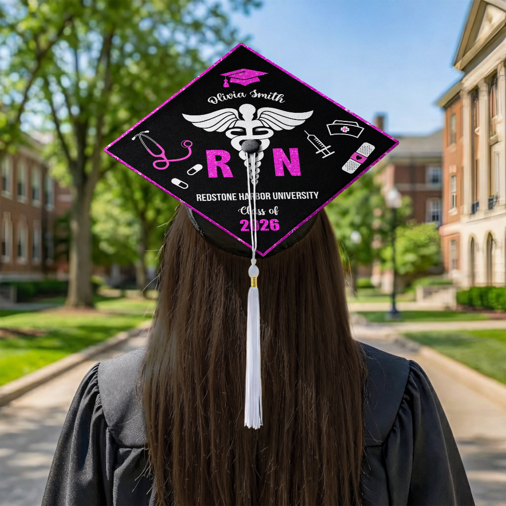 Class Of 2026 Nurse Topper - Personalized Printed Graduation Cap Topper