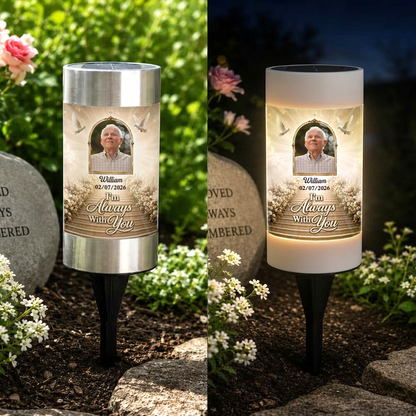 Custom Photo Solar Garden Light - Personalized Memorial Sympathy Gifts For Loss Of Mom, Dad - Forever With You