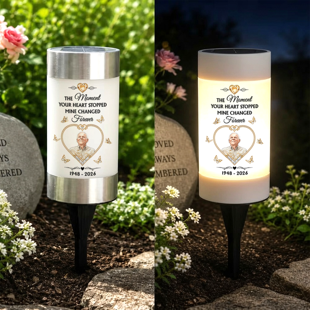 The Moment My Heart Changed Forever Solar Garden Light - Personalized Memorial Sympathy Gifts For Loss Of Mom, Dad