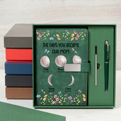 The Days You Become Our Mom - Personalized Leather Notebook Set