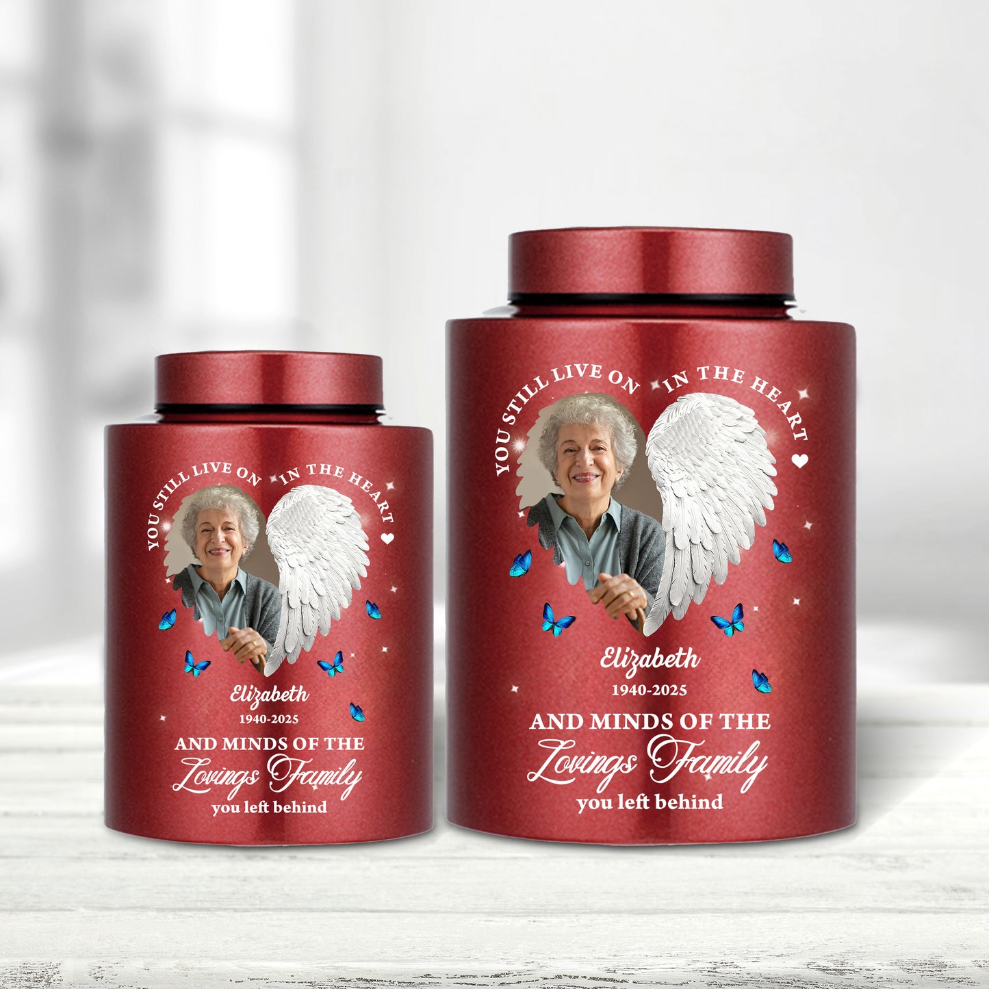 In Loving Memories Keepsake Wings Urn for Ashes - Stainless Steel Urn