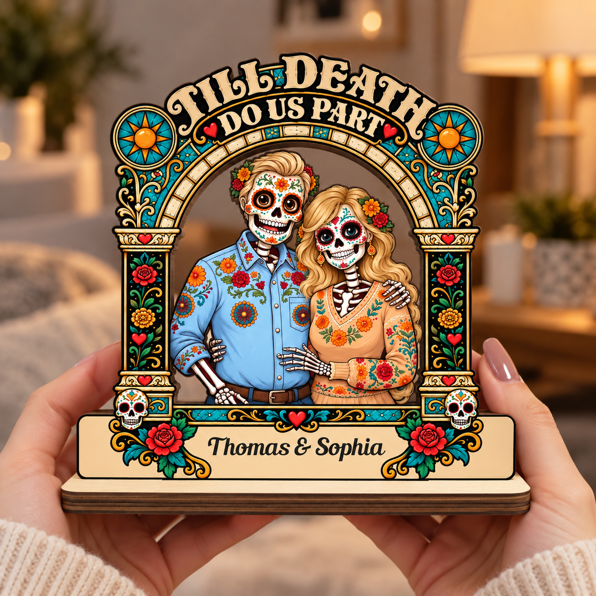 Till Death Do Us Part - Personalized 2-Layer Wood Plaque With Flat Base
