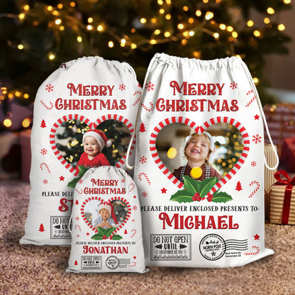 Personalized Merry Christmas Photo - Christmas Bag Gift For Family - Christmas Sack