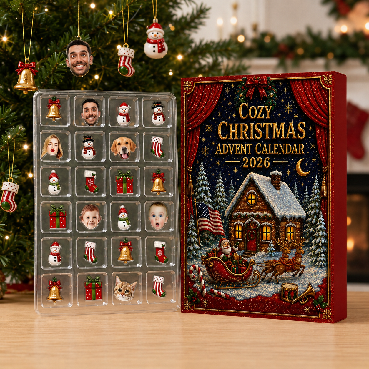 Figurines Set Festive Gift For Christmas Lovers - Advent Calendar Box-Box&Acrylic