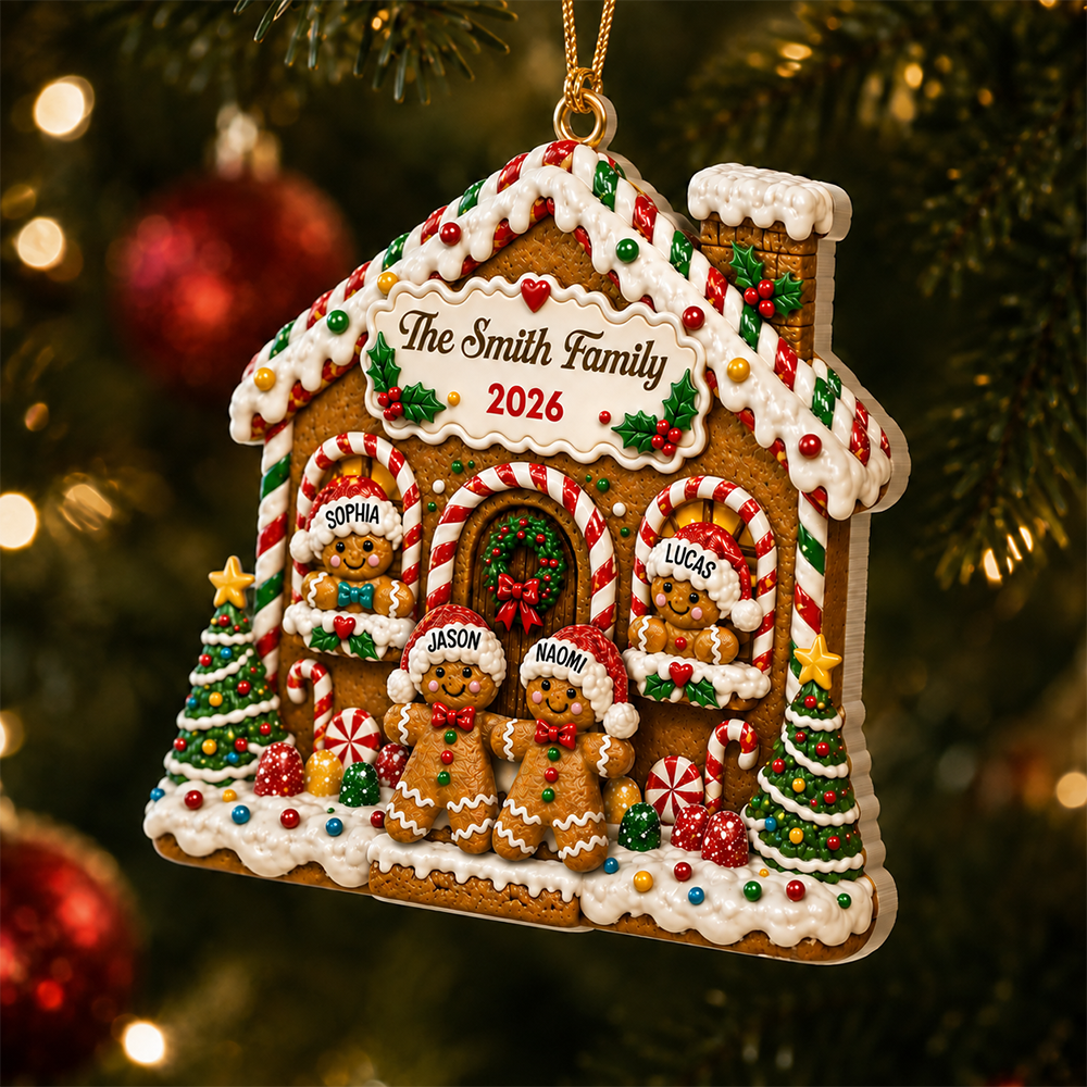 Gingerbread Family Sweet Memories Together - Real 3D Relief Ornament 2