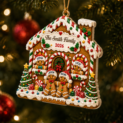 Gingerbread Family Sweet Memories Together - Real 3D Relief Ornament 2