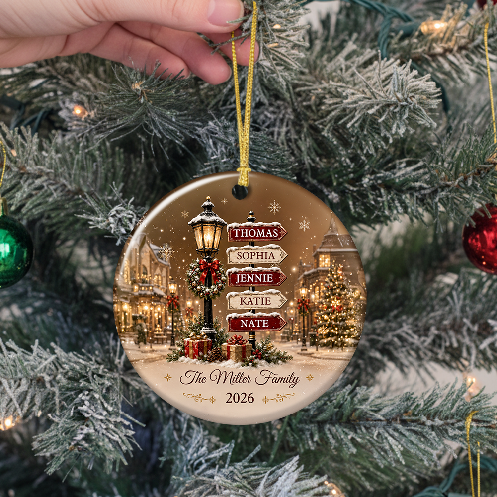 Custom Names Christmas Gifts For Family - Real 3D Ceramic Ornament