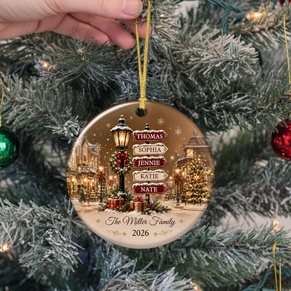Custom Names Christmas Gifts For Family - Real 3D Ceramic Ornament