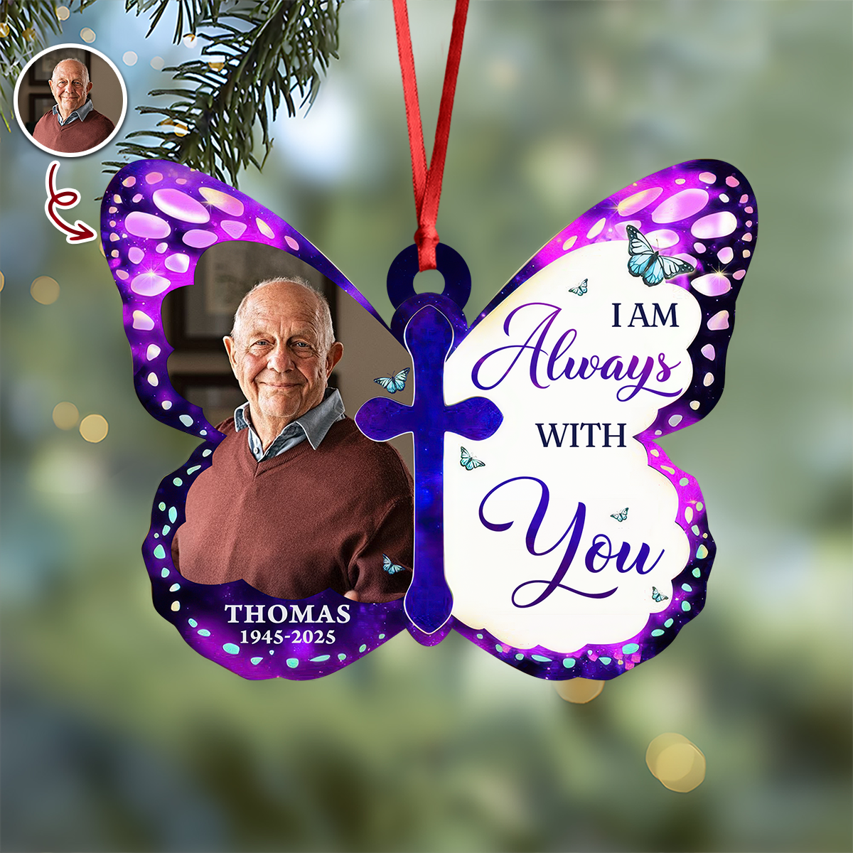Forever Loved Never Forgotten Memorial Sympathy Gifts For Loss Of Mom, Dad - Real 3D Relief Ornament 2