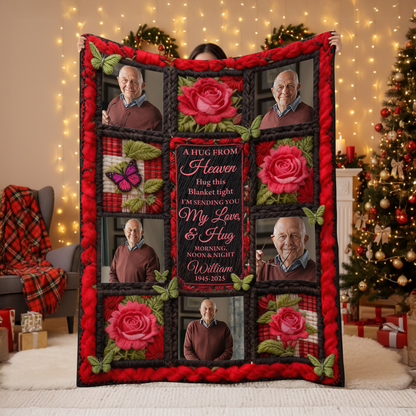 A Hug From Heaven Rose Yarn Crochet- Memorial Personalized Custom Blanket