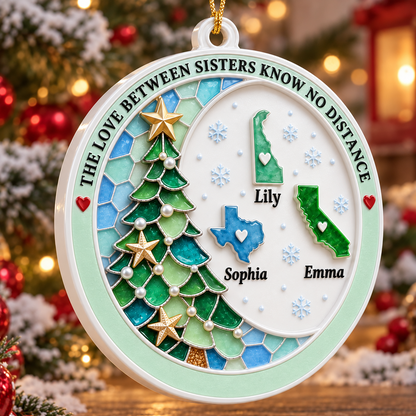 Connected By Heart Never Apart Merry Christmas - Real 3D Relief Ornament