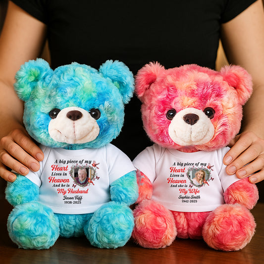 A Big Piece of My Heart Lives In Heaven - Memorial Personalized Custom Teddy Bear Plush