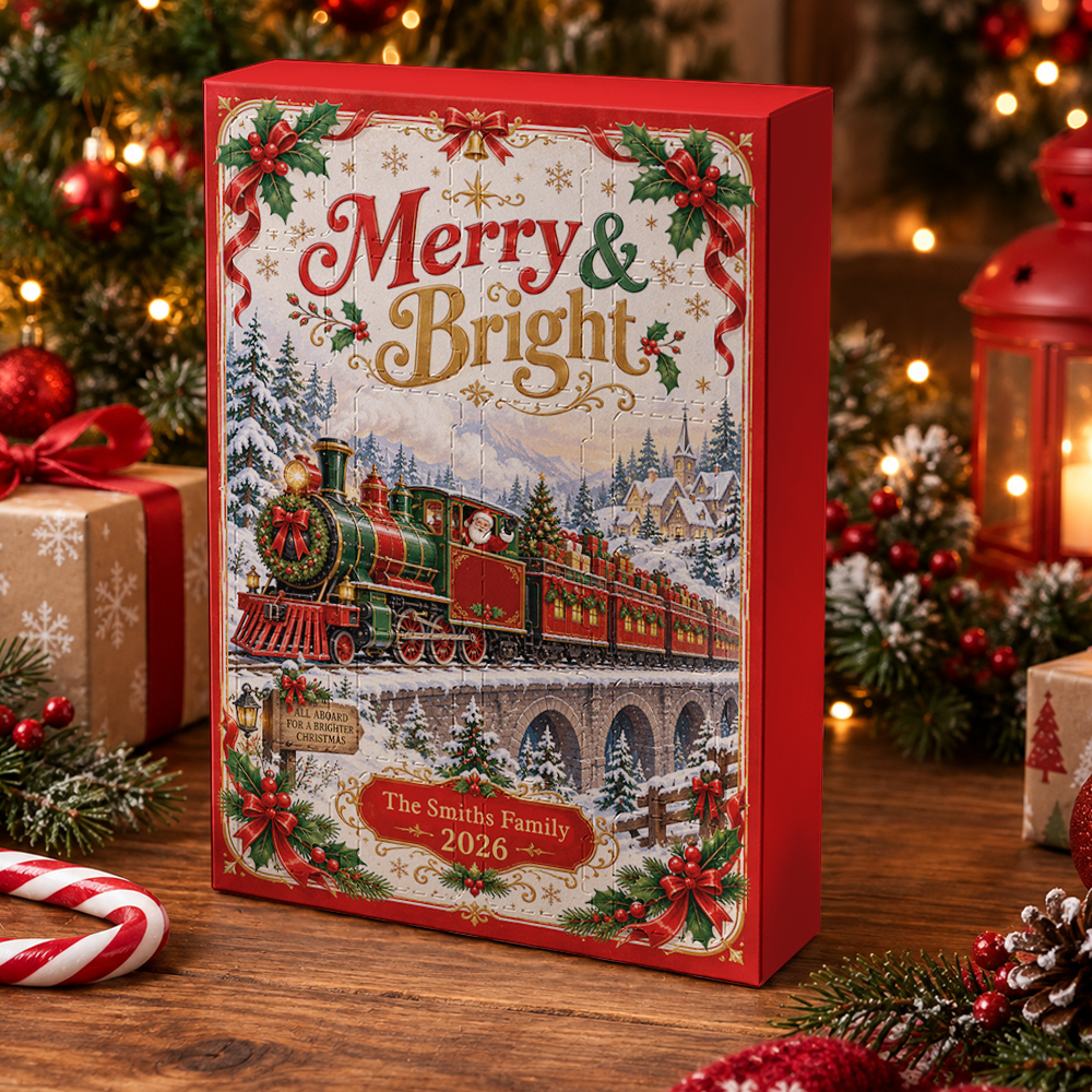 Merry And Bright Advent Calendar 2026 24 Day Christmas Countdown Box With Cute Figurines - Advent Calendar Box-Box&Acrylic