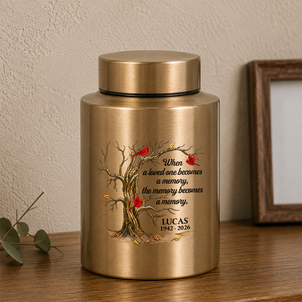 Butterflies Cardinals Hummingbirds - Remembrance Gift - Keepsake Wings Urn for Ashes - Stainless Steel Urn