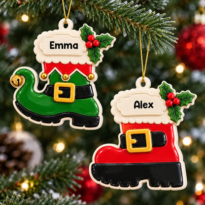 Personalized Santa Boot Ornament - Custom Name Christmas Keepsake for Kids and the Whole Family - - Real 3D Relief Ornament