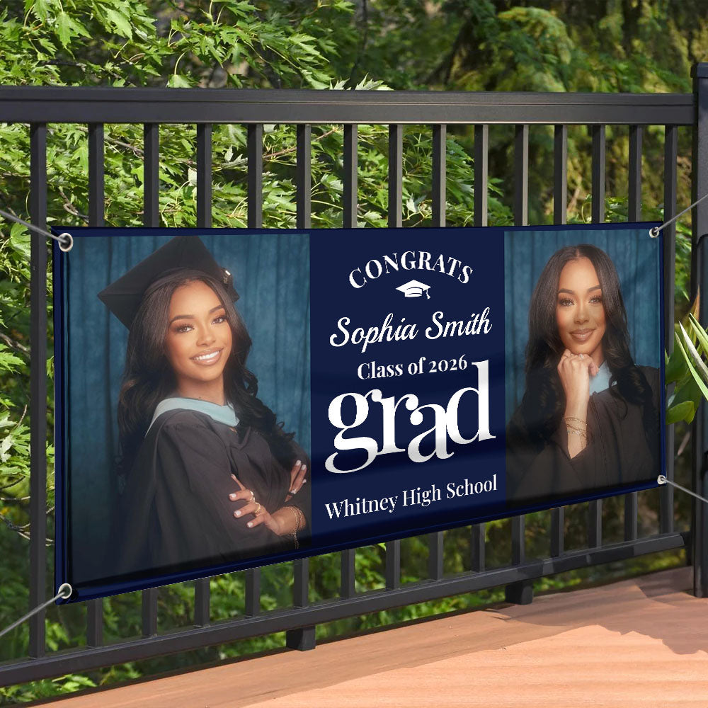 Class Of  2026 Basic Custom Photo Congrats Personalized Banner - Graduation Decor
