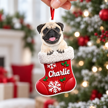 Custom Dog Cat Pet Stocking - Real 3D Relief Ornament