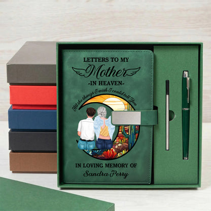 Memorial Letters To Loved One In Heaven - Personalized Leather Notebook Set