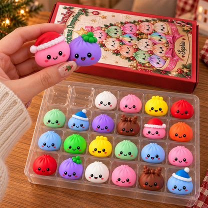 Christmas Dumpling Tree Advent Calendar - Dumpling Advent Calendar - 24 Mini Dumpling Squishies - Family Countdown Calendar