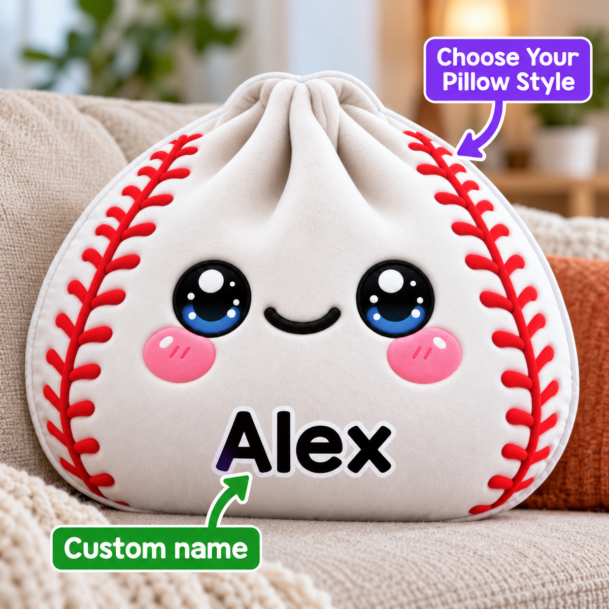 Sports Dumpling Custom Shaped Pillow - Personalized Custom Pillow - Gifts for Kids