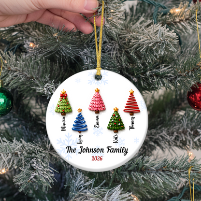 Personalized Family Christmas Tree - Real 3D Relief Ornament
