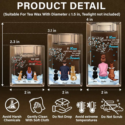 You Left Pawprints On My Heart - Personalized Crystal Candle Holder