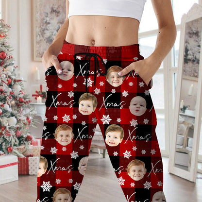 Merry Xmas Custom Face Photo Pajama Pants -  Christmas Gift