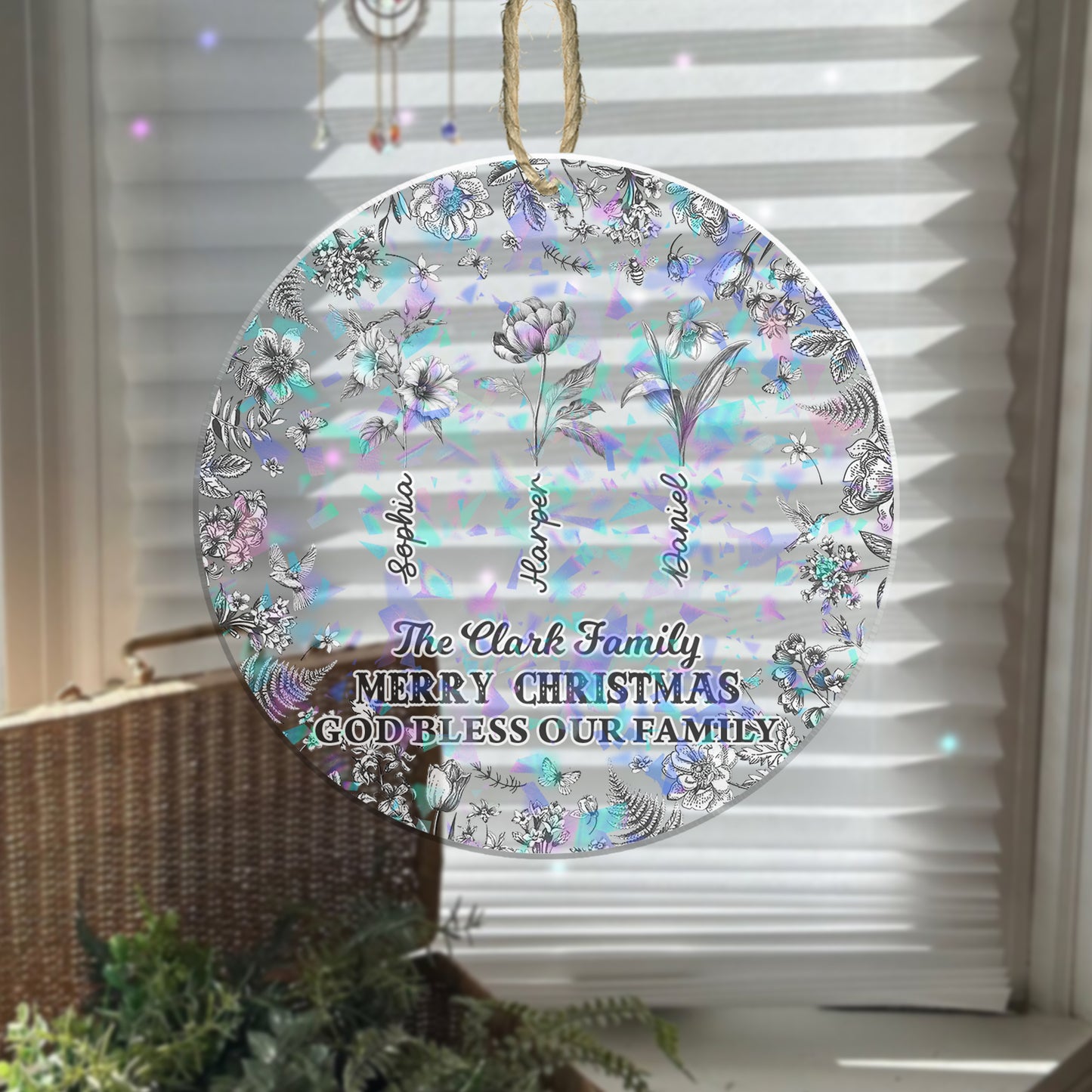 Flowers Garden Christmas Ornament - Custom Shape Hologram Ornament